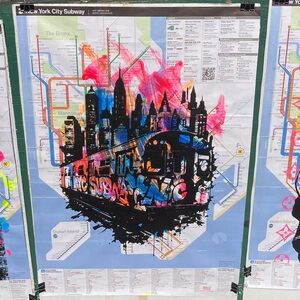 Hand Painted Original New York City Subway Map Artwork -Subway Train